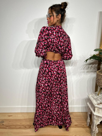 Vestido Cut Out Estampado Print RAWRA Negro HEVE