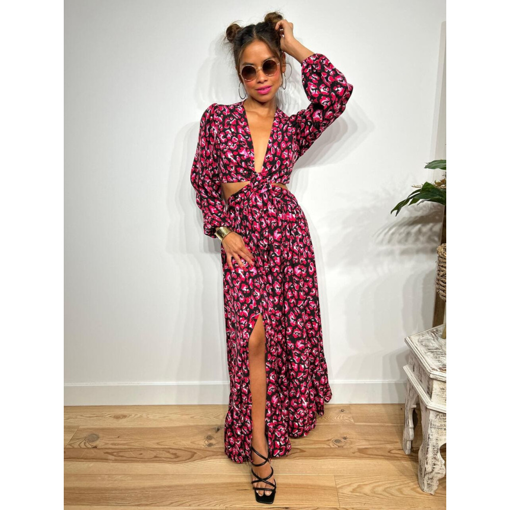 Vestido Cut Out Estampado Print RAWRA Negro HEVE Vestido Cut Out Estampado Print RAWRA Negro HEVE