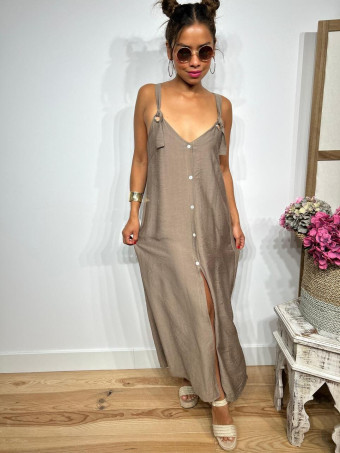 Vestido Largo Arandelas SWABBY Taupe HEVE