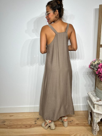 Vestido Largo Arandelas SWABBY Taupe HEVE