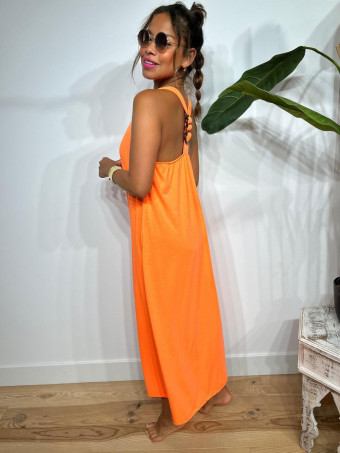 Vestido Espalda Cruzada NEKO Naranja Flúor HEVE