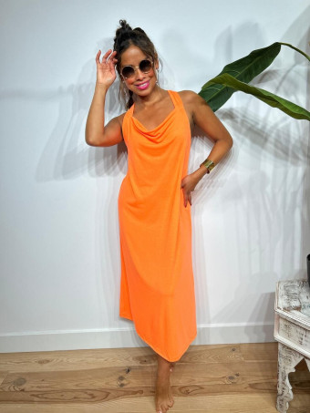 Vestido Espalda Cruzada NEKO Naranja Flúor HEVE
