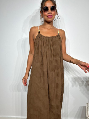 Vestido Oversize Abalorios RAKYAT Marrón HEVE
