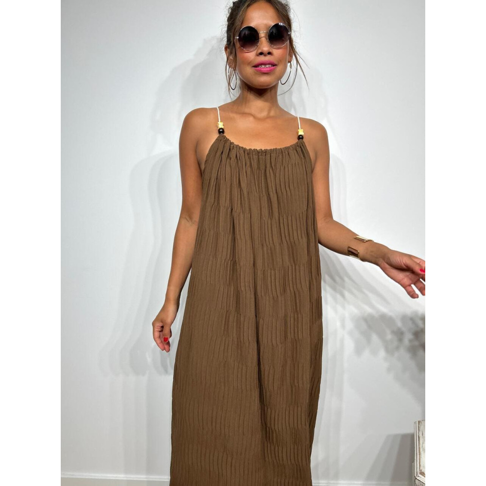 Vestido Oversize Abalorios RAKYAT Marrón HEVE