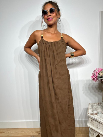 Vestido Oversize Abalorios RAKYAT Marrón HEVE