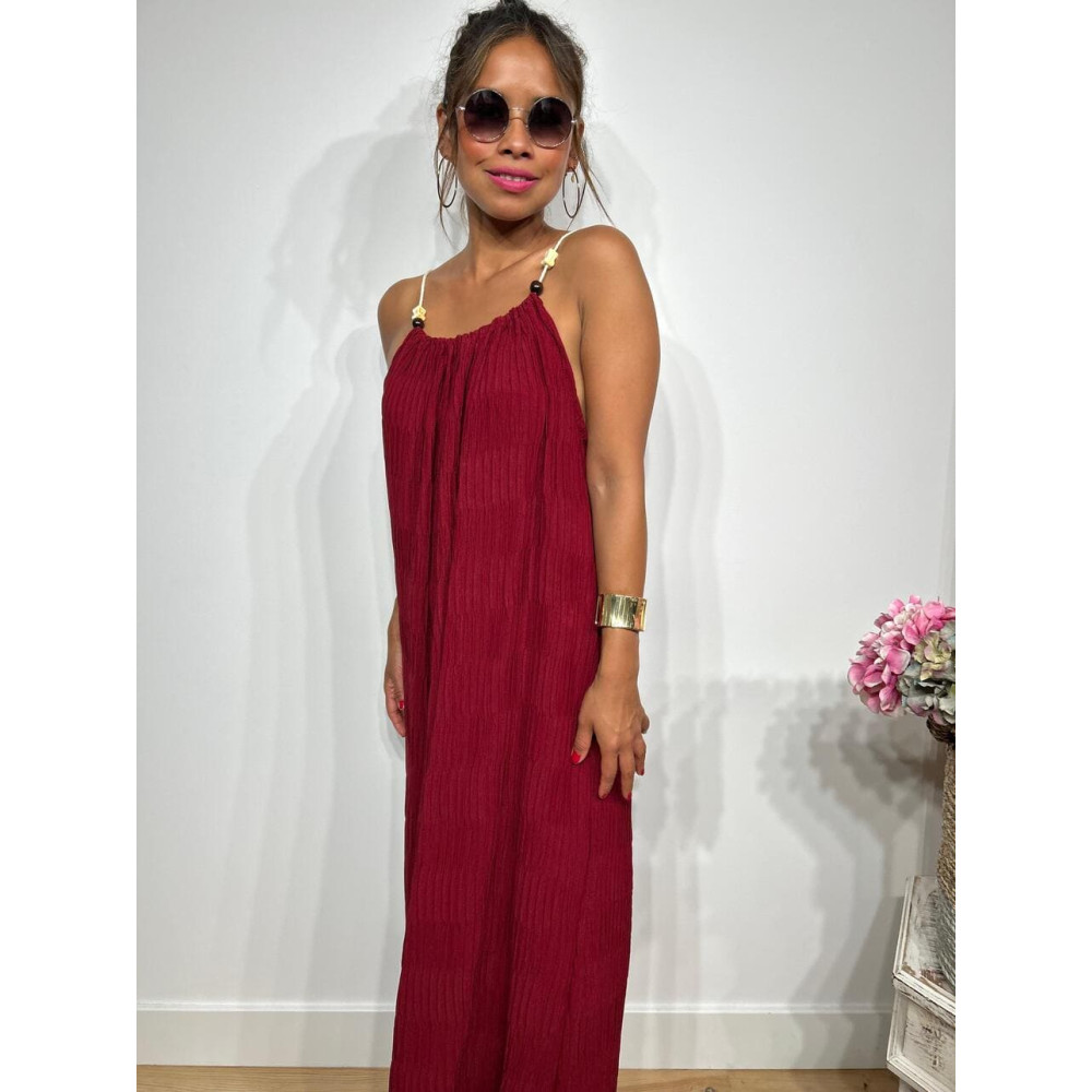 Vestido Oversize Abalorios RAKYAT Burdeos HEVE Vestido Oversize Abalorios RAKYAT Burdeos HEVE