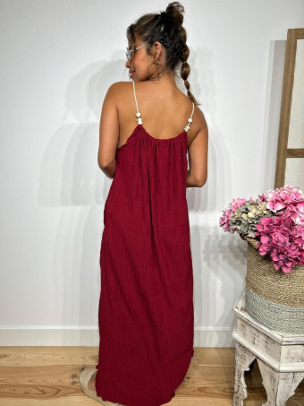 Vestido Oversize Abalorios RAKYAT Burdeos HEVE