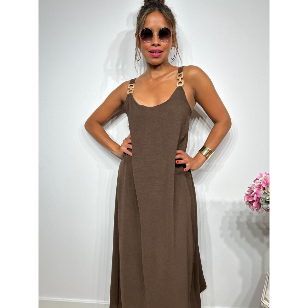 Vestido Eslabones NARELLA Marrón HEVE Vestido Eslabones NARELLA Marrón HEVE
