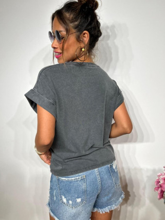 Camiseta Algodón Teckel Bandana Gris HEVE