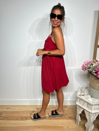 Vestido Corto Hebilla Metálica LOUNDREE Burdeos HEVE
