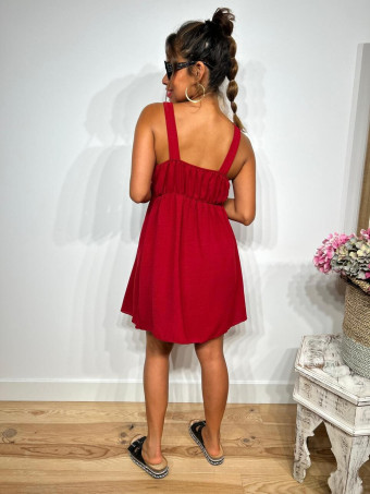 Vestido Corto Hebilla Metálica LOUNDREE Burdeos HEVE