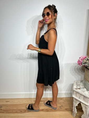 Vestido Corto Hebilla Metálica LOUNDREE Negro HEVE