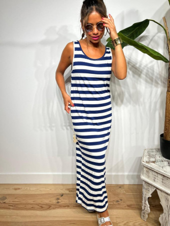 Vestido Largo Rayas CROSSBIE Marino HEVE