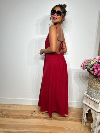 Vestido Espalda Descubierta EVANGE Burdeos HEVE
