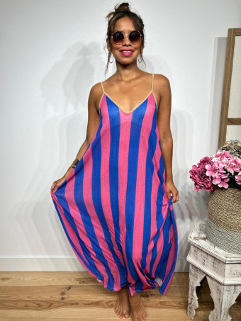 Vestido Largo Rayas HOLZY Azul/Rosa HEVE