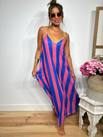 Vestido Largo Rayas HOLZY Azul/Rosa HEVE
