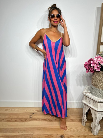 Vestido Largo Rayas HOLZY Azul/Rosa HEVE