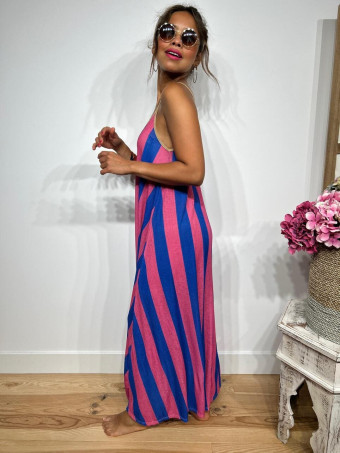 Vestido Largo Rayas HOLZY Azul/Rosa HEVE