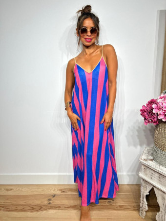 Vestido Largo Rayas HOLZY Azul/Rosa HEVE