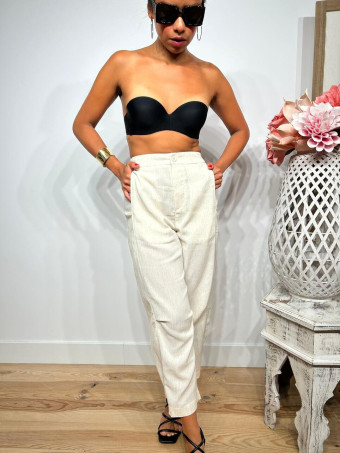 Conjunto Cuerpo y Pantalón Lino SOOMY Beige HEVE