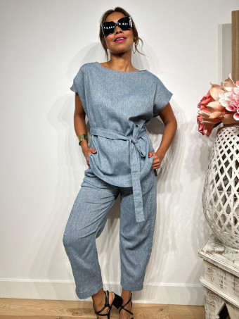 Conjunto Cuerpo y Pantalón Lino SOOMY Azul HEVE