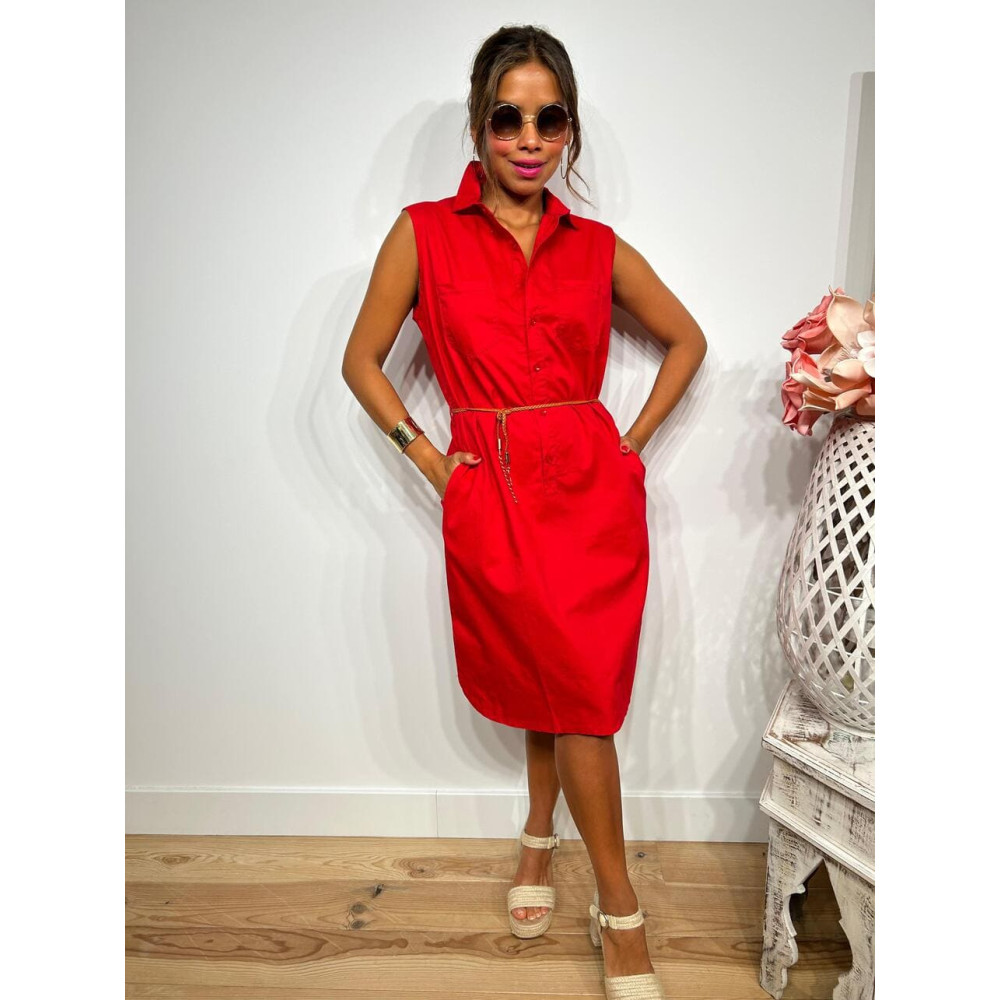 Vestido Camisero Popelín REYHANS Rojo HEVE