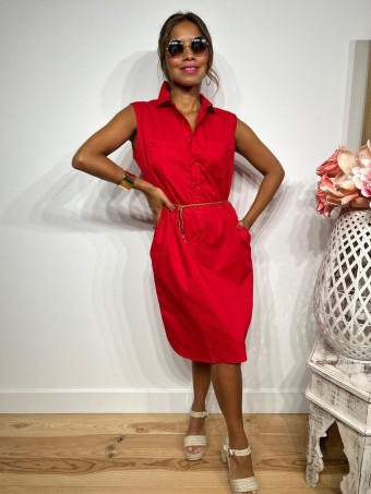 Vestido Camisero Popelín REYHANS Rojo HEVE