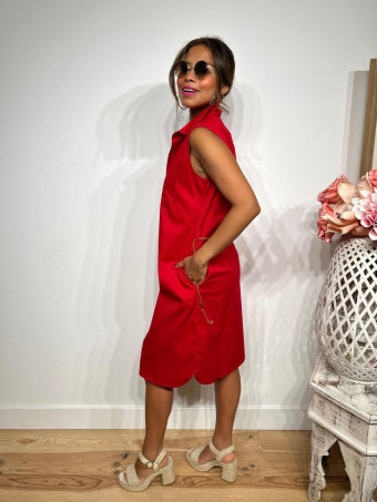 Vestido Camisero Popelín REYHANS Rojo HEVE