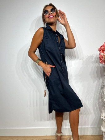 Vestido Camisero Popelín REYHANS Marino HEVE