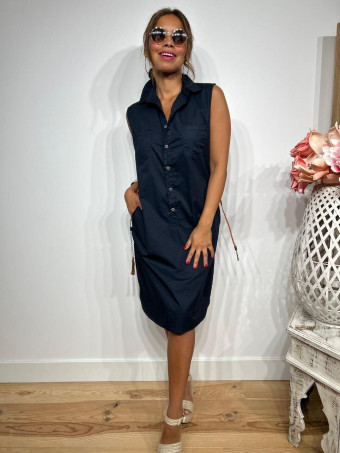 Vestido Camisero Popelín REYHANS Marino HEVE