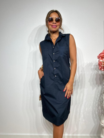 Vestido Camisero Popelín REYHANS Marino HEVE