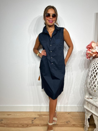 Vestido Camisero Popelín REYHANS Marino HEVE