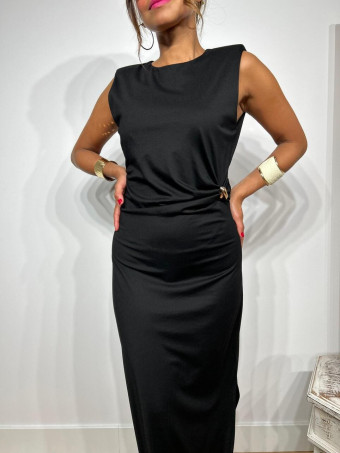 Vestido Entallado Drapeado JUSTINE Negro HEVE