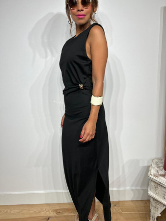 Vestido Entallado Drapeado JUSTINE Negro HEVE