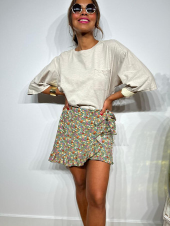 Falda Pantalón Floral RISYA Verde HEVE
