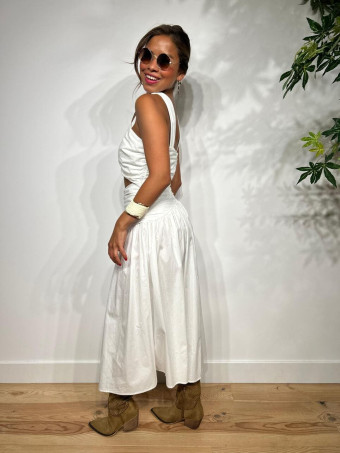 Vestido Cut Out Drapeado VOGUEL Blanco HEVE