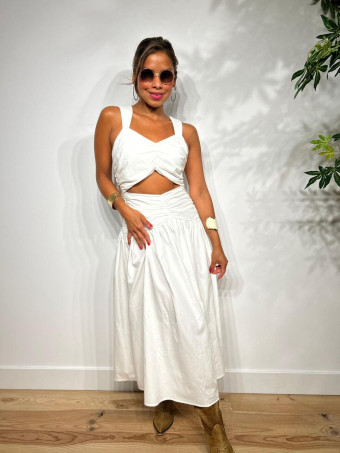 Vestido Cut Out Drapeado VOGUEL Blanco HEVE
