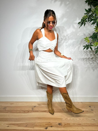 Vestido Cut Out Drapeado VOGUEL Blanco HEVE