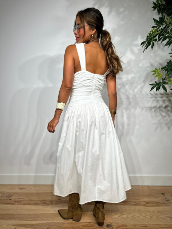 Vestido Cut Out Drapeado VOGUEL Blanco HEVE
