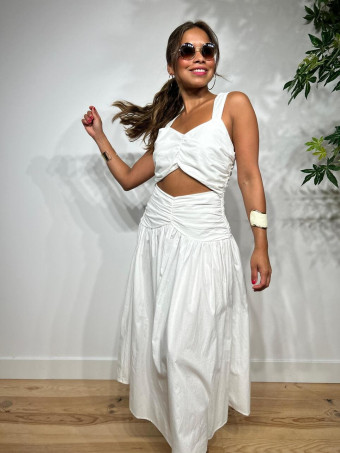 Vestido Cut Out Drapeado VOGUEL Blanco HEVE