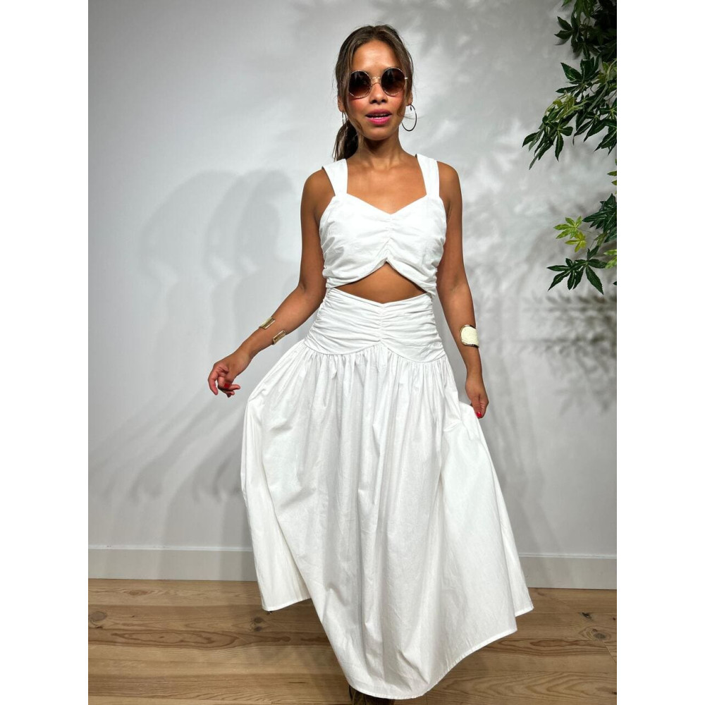 Vestido Cut Out Drapeado VOGUEL Blanco HEVE Vestido Cut Out Drapeado VOGUEL Blanco HEVE