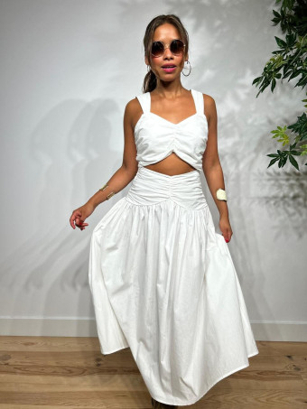 Vestido Cut Out Drapeado VOGUEL Blanco HEVE