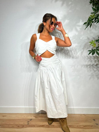 Vestido Cut Out Drapeado VOGUEL Blanco HEVE