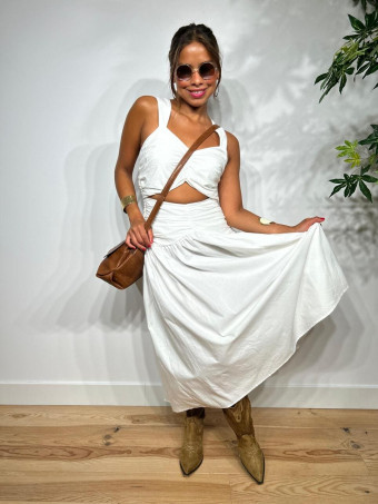 Vestido Cut Out Drapeado VOGUEL Blanco HEVE