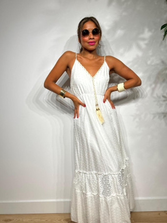 Vestido Boho Chic Plumeti LALYA Blanco HEVE