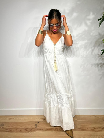 Vestido Boho Chic Plumeti LALYA Blanco HEVE