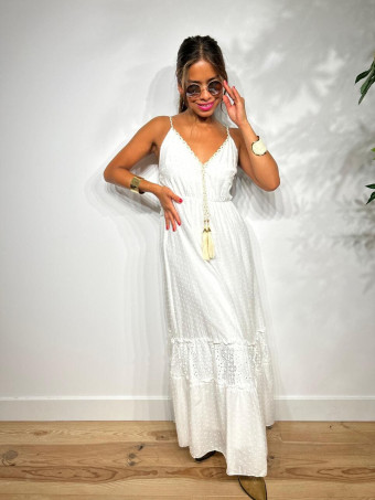 Vestido Boho Chic Plumeti LALYA Blanco HEVE