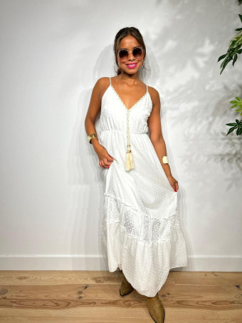Vestido Boho Chic Plumeti LALYA Blanco HEVE