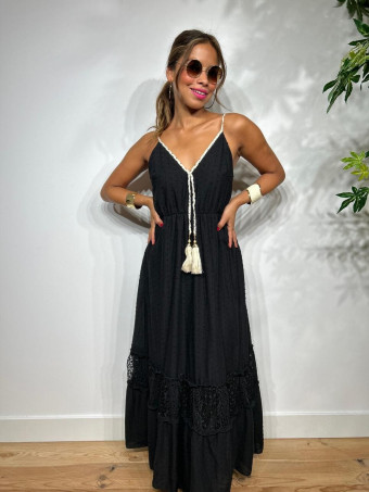 Vestido Boho Chic Plumeti LALYA Negro HEVE