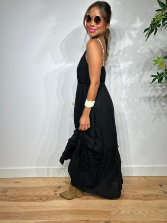 Vestido Boho Chic Plumeti LALYA Negro HEVE